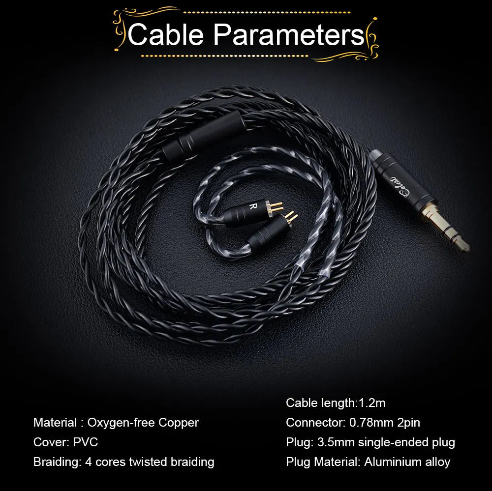 Fones de ouvido Kinera Celest Wyvern pretos com cabo e microfone