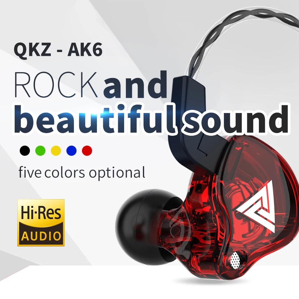 Fones de ouvido QKZ AK6 HiFi com fio de 3,5 mm