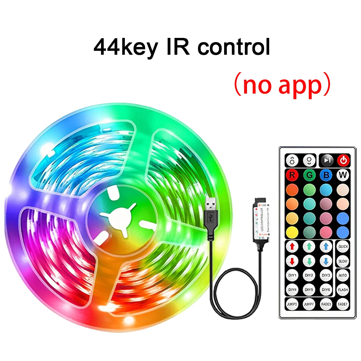 Fita de LED RGB, luz ambiente com controle por aplicativo, fita flexível de LED para decoração de quarto e sala...
