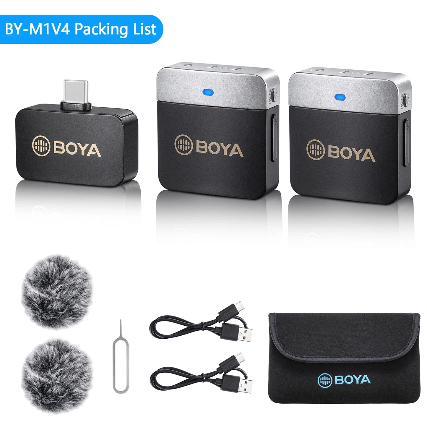 Microfone condensador de lapela sem fio BOYA BY-M1V