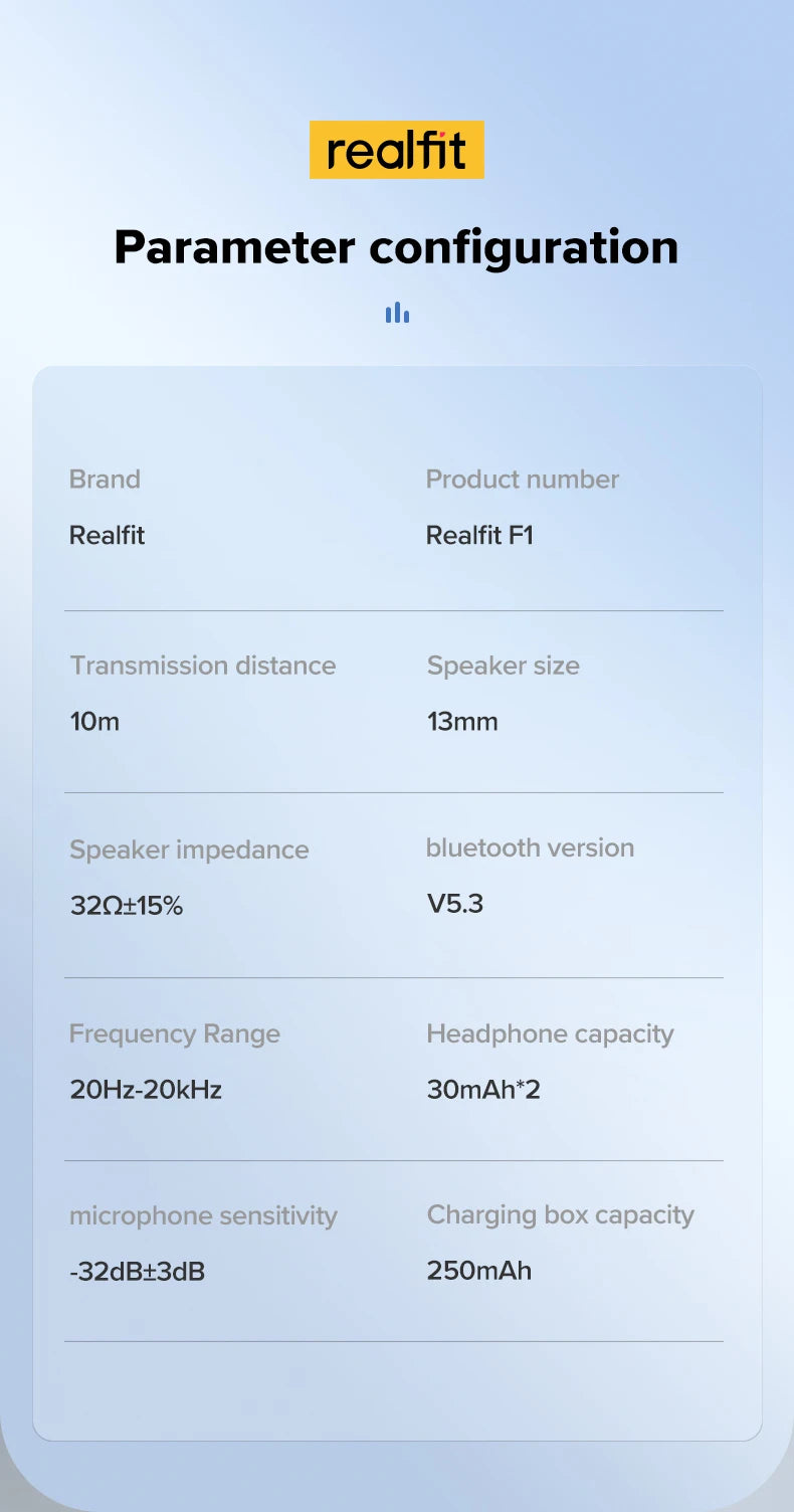Fone de ouvido Bluetooth Realfit F1