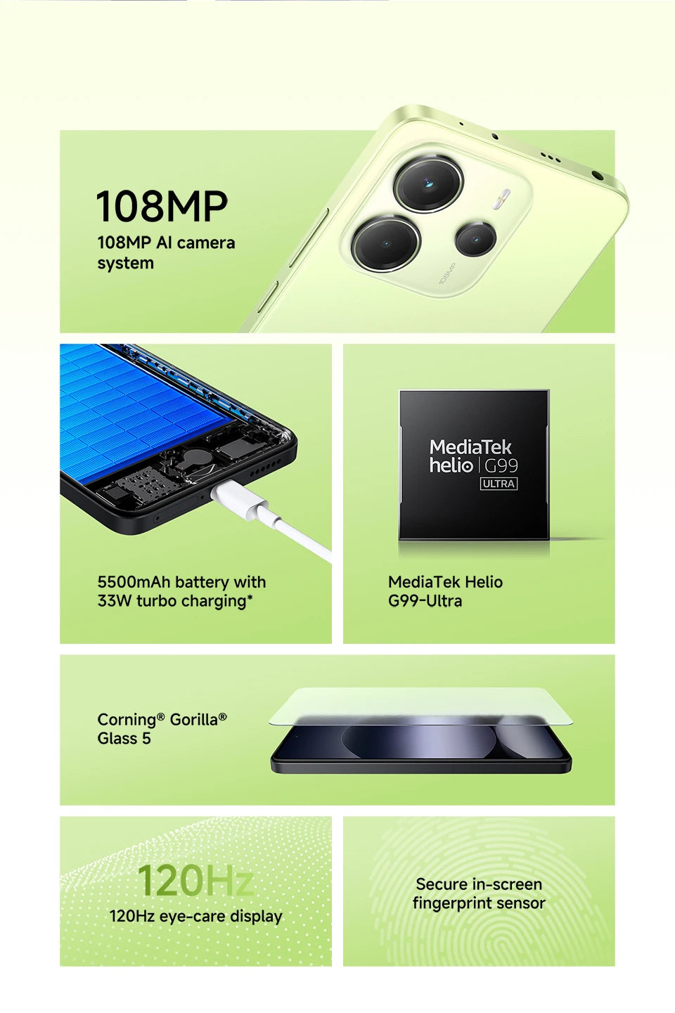 Smartphone Xiaomi Redmi Note 14, 128 GB / 256 GB de ROM, MediaTek Helio G99-Ultra, 33 W, 120 Hz, AMOLED, 108 MP, 5500 mAh