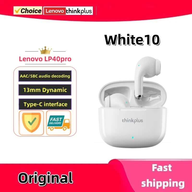 Fones de ouvido Bluetooth sem fio Lenovo LP40Pro