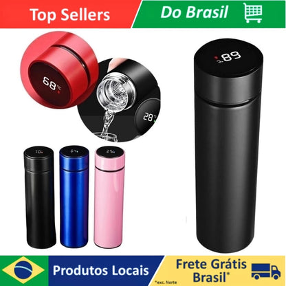 Garrafa térmica de aço inoxidável, sensor digital inteligente de temperatura, bebida quente e fria com LED