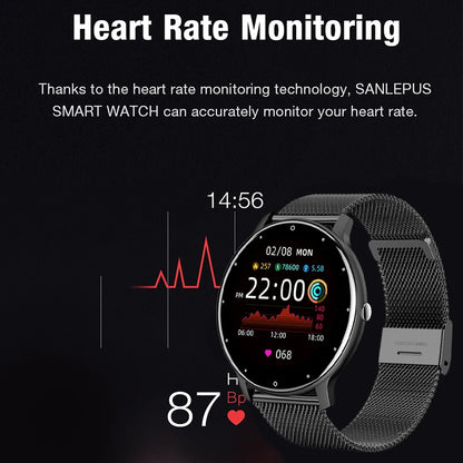 Smartwatch feminino LIGE com tela sensível ao toque e 1,33 polegadas