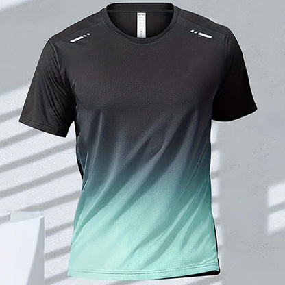 Camisetas esportivas fitness esportiva, gradiente e manga curta