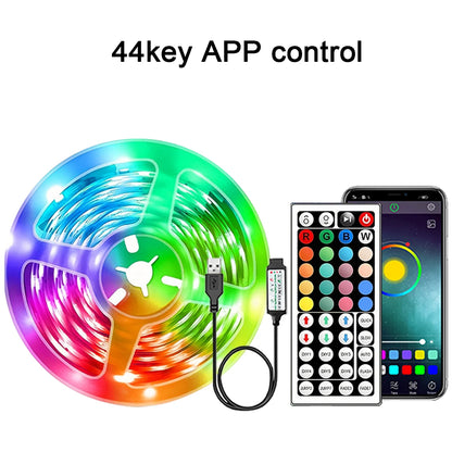 Fita de LED RGB, luz ambiente com controle por aplicativo, fita flexível de LED para decoração de quarto e sala...