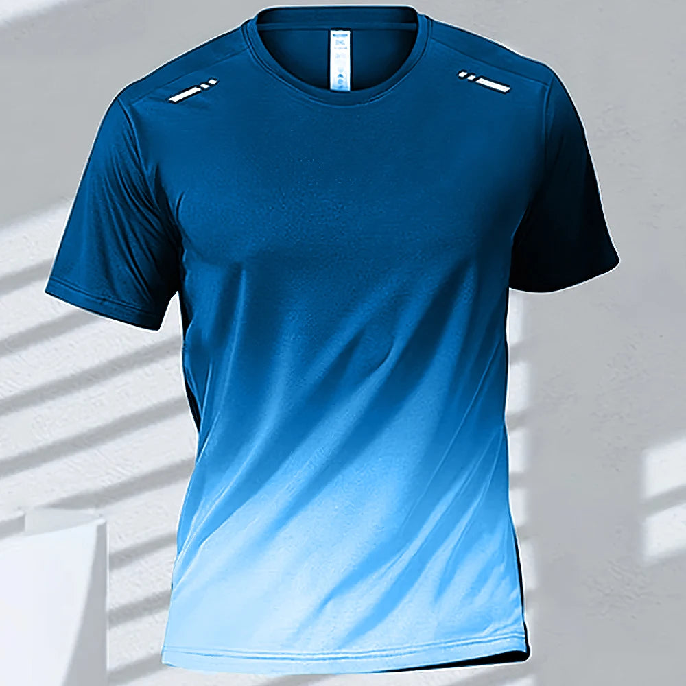 Camisetas esportivas fitness esportiva, gradiente e manga curta