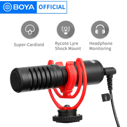 Microfone condensador profissional BOYA BY-MM1+ Mini microfone