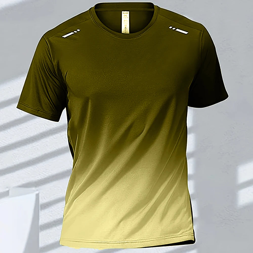 Camisetas esportivas fitness esportiva, gradiente e manga curta