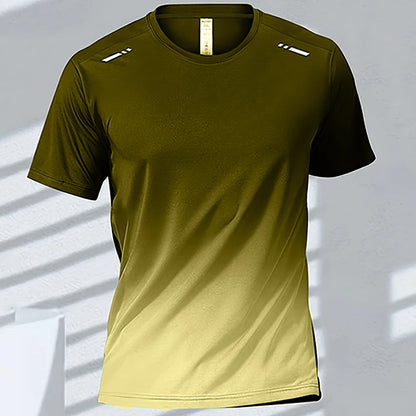 Camisetas esportivas fitness esportiva, gradiente e manga curta