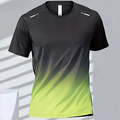 Camisetas esportivas fitness esportiva, gradiente e manga curta