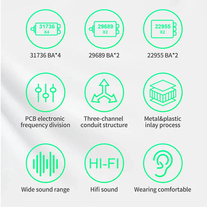 Fones de ouvido com fio KZ AS16 Pro 16BA, armadura balanceada, monitor de graves HIFI, com cancelamento de ruído