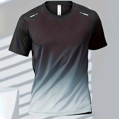 Camisetas esportivas fitness esportiva, gradiente e manga curta
