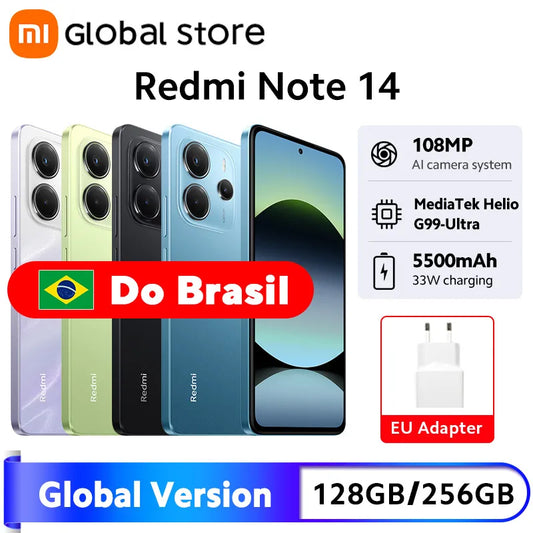 Smartphone Xiaomi Redmi Note 14, 128 GB / 256 GB de ROM, MediaTek Helio G99-Ultra, 33 W, 120 Hz, AMOLED, 108 MP, 5500 mAh