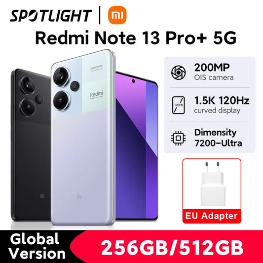 Smartphone Xiaomi Redmi Note 13 Pro Plus 5G,  tela MOLED curva de 6,67", MediaTek Dimensity 7200-Ultra