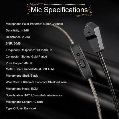 Fones de ouvido Kinera Celest Wyvern pretos com cabo e microfone