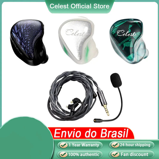 Fones de ouvido Kinera Celest Wyvern pretos com cabo e microfone