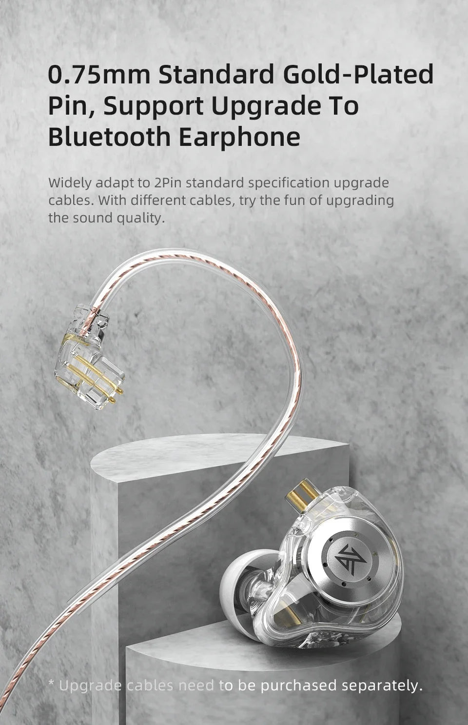 Fones de ouvido KZ EDX PRO Dynamic Drive HIFI Bass  intra-auriculares com cancelamento de ruído