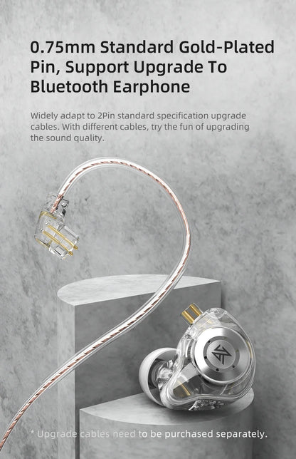 Fones de ouvido KZ EDX PRO Dynamic Drive HIFI Bass  intra-auriculares com cancelamento de ruído