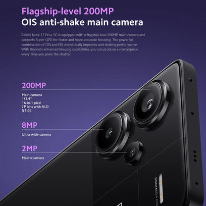 Smartphone Xiaomi Redmi Note 13 Pro Plus 5G,  tela MOLED curva de 6,67", MediaTek Dimensity 7200-Ultra