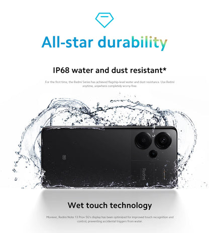 Smartphone Xiaomi Redmi Note 13 Pro Plus 5G,  tela MOLED curva de 6,67", MediaTek Dimensity 7200-Ultra