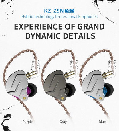Fones de ouvido KZ ZSN PRO 1BA 1DD com graves de metal HIFI