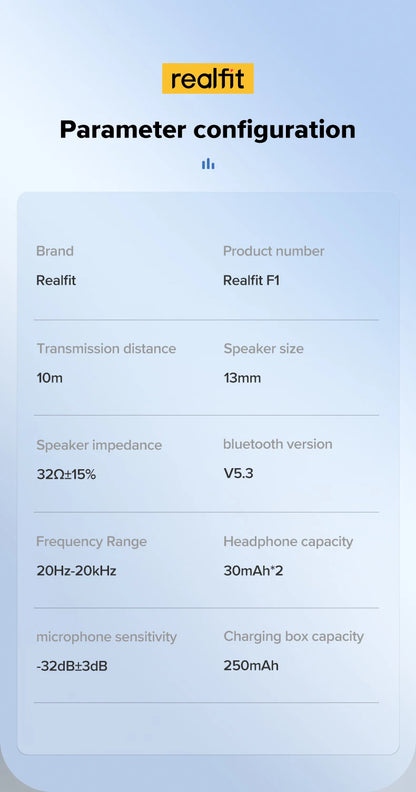 Fone de ouvido Bluetooth Realfit F1