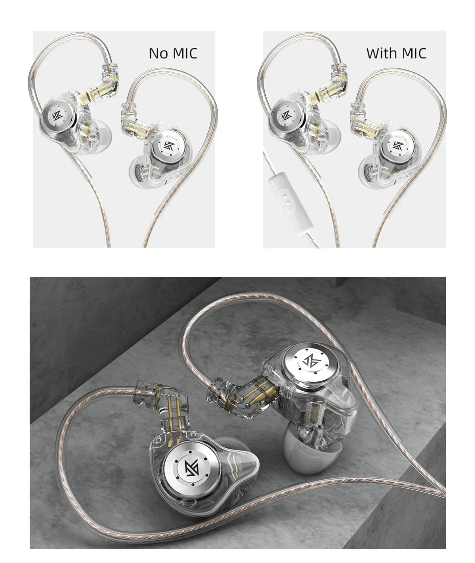 Fones de ouvido KZ EDX PRO Dynamic Drive HIFI Bass  intra-auriculares com cancelamento de ruído